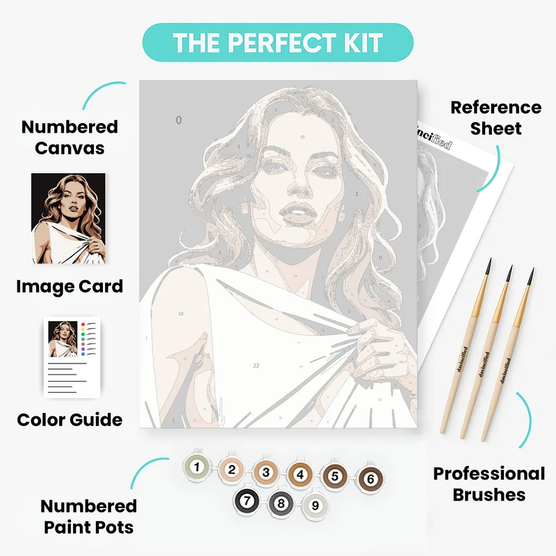 Elegant Woman in White Dress - Paint by Numbers Kit