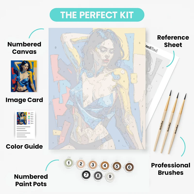 Contemporary Woman in Blue - Paint by Numbers Kit