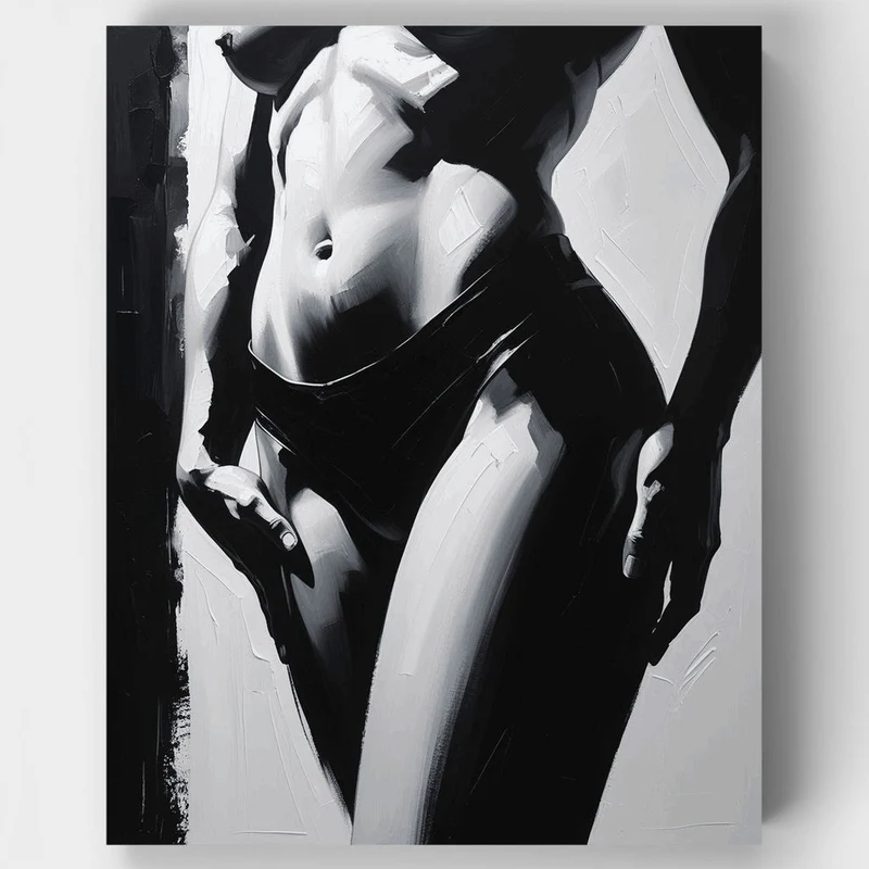 Intimate Monochrome Figure Study - Paint by Numbers Kit