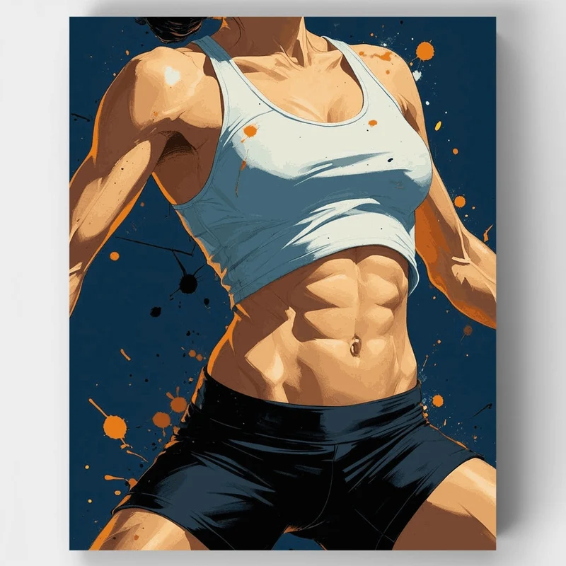 Athletic Woman in Workout Gear - Paint by Numbers Kit