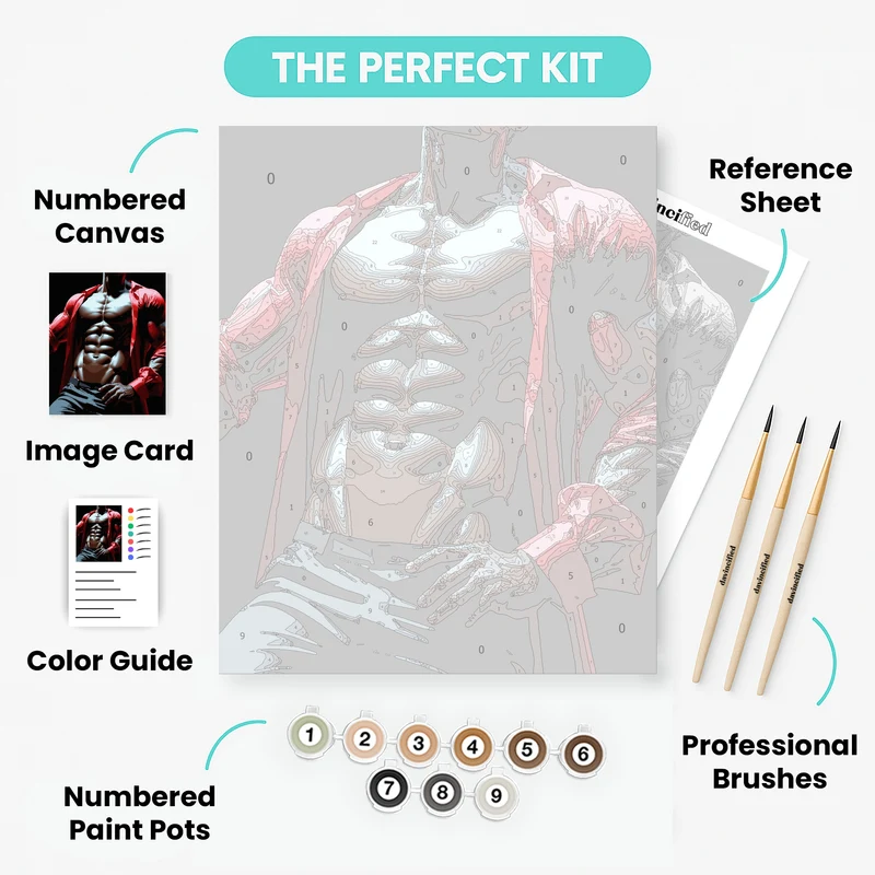 Muscular Man in Red Shirt - Paint by Numbers Kit