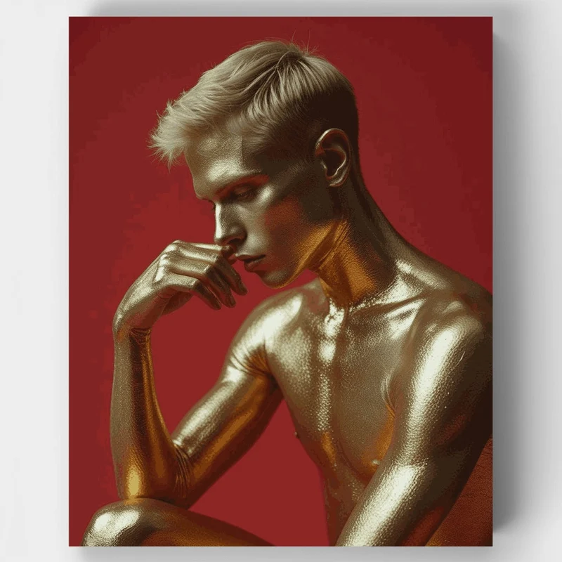 Golden Metallic Figure Portrait - Paint by Numbers Kit