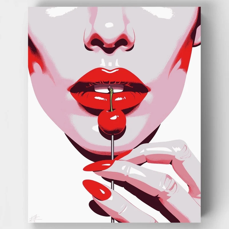 Sensual Cherry Lollipop Art - Paint by Numbers Kit