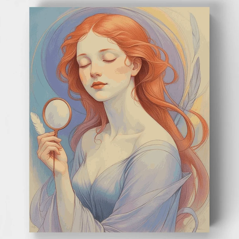 Ethereal Woman with Mirror - Paint by Numbers Kit