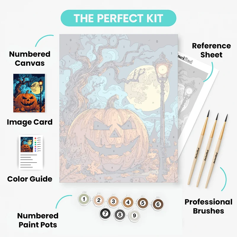 Halloween Jack-o'-Lantern Night Scene - Paint by Numbers Kit