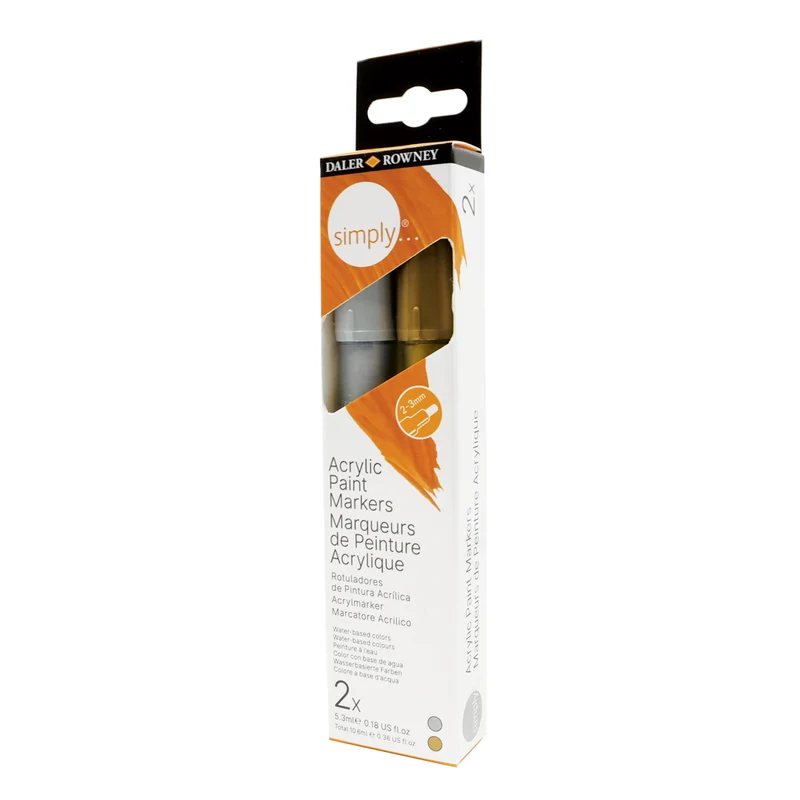 DALER ROWNEY Simply Acrylmarker-Set Gold und Silber 2 Stk.