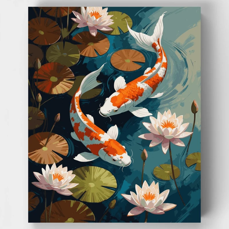 Tranquil Koi Fish Pond - Paint by Numbers Kit