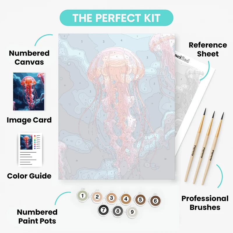 Luminous Pink Jellyfish - Paint by Numbers Kit