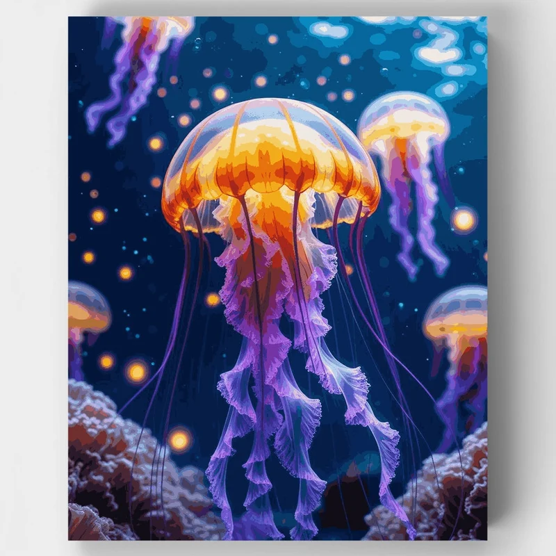 Glowing Jellyfish - Paint by Numbers Kit