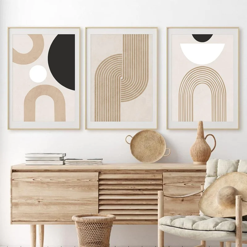 3er Poster Set Abstrakt Beige Wandbilder Ohne Rahmen 50x70cm