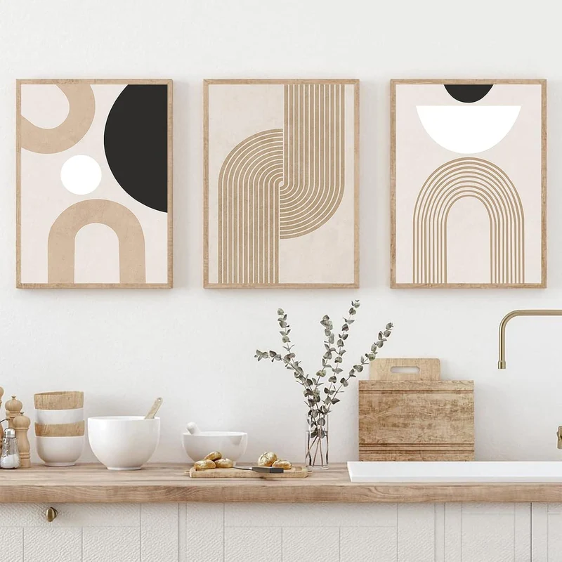 3er Poster Set Abstrakt Beige Wandbilder Ohne Rahmen 50x70cm