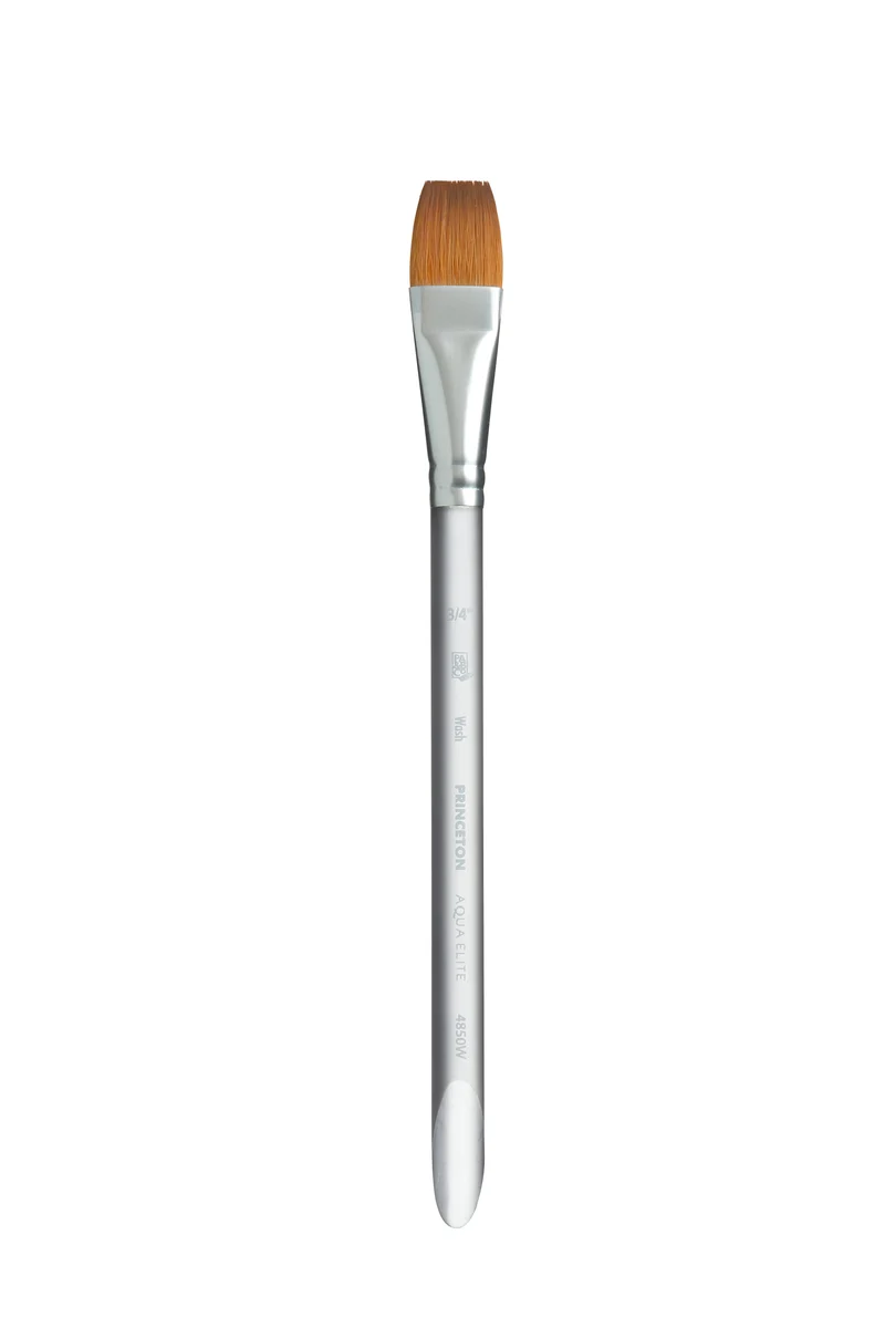 Flacher Aquarellpinsel PRINCETON Aqua Elite Wash mit kurzem Stiel