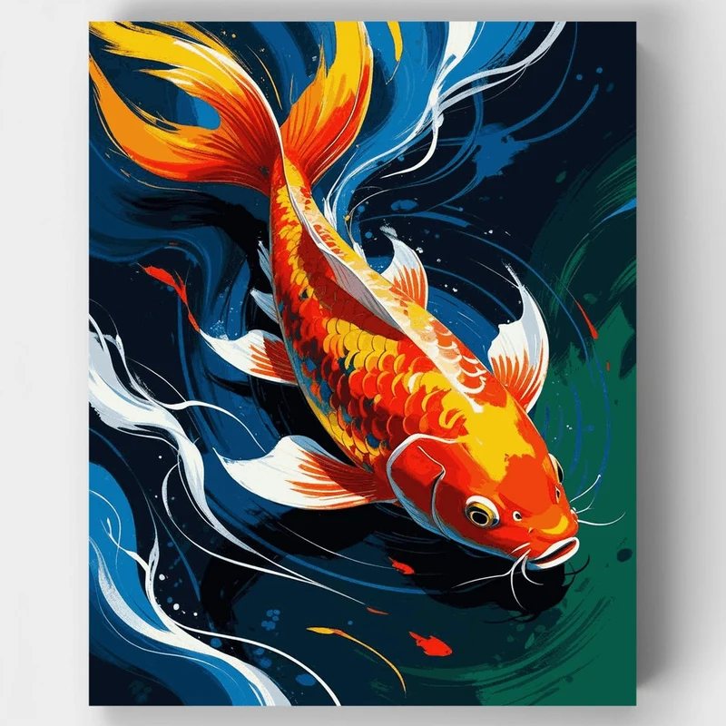 Vibrant Koi Fish in Swirling Waters - Paint by Numbers Kit