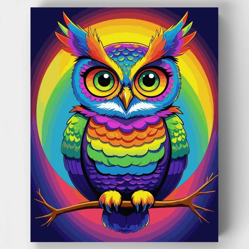 Rainbow Owl - Paint by Numbers Kit
