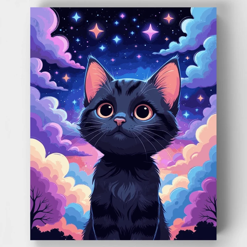 Starry Night Kitten - Paint by Numbers Kit