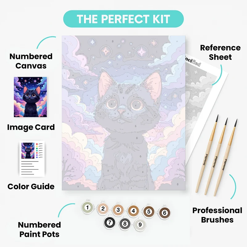 Starry Night Kitten - Paint by Numbers Kit