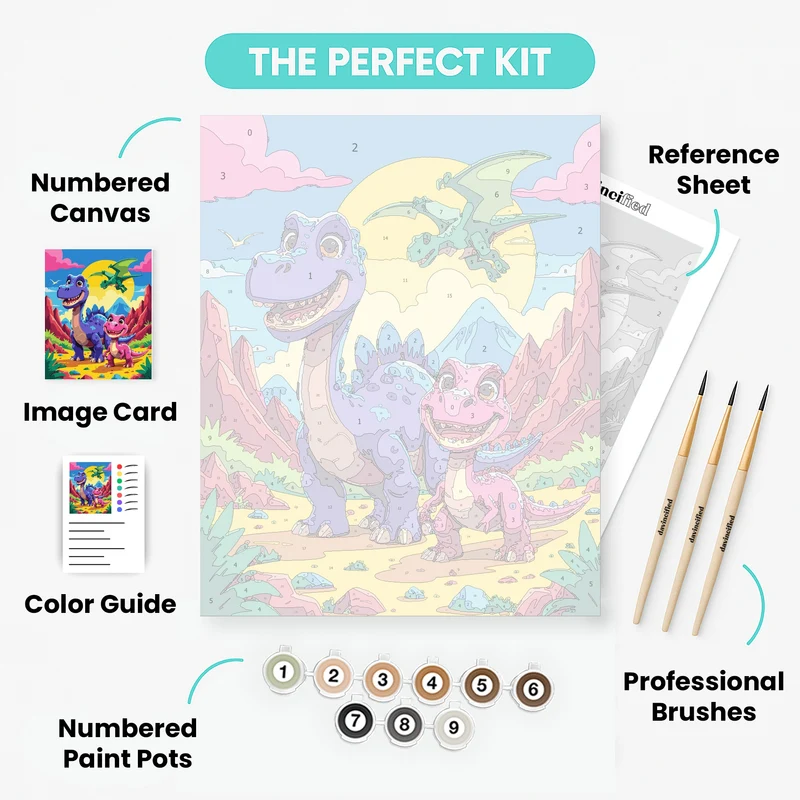 Friendly Dinosaur Adventure - Paint by Numbers Kit