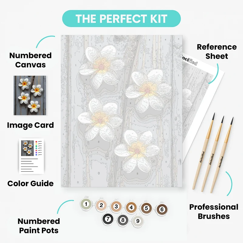Plumeria Flowers on Weathered Wood - Paint by Numbers Kit
