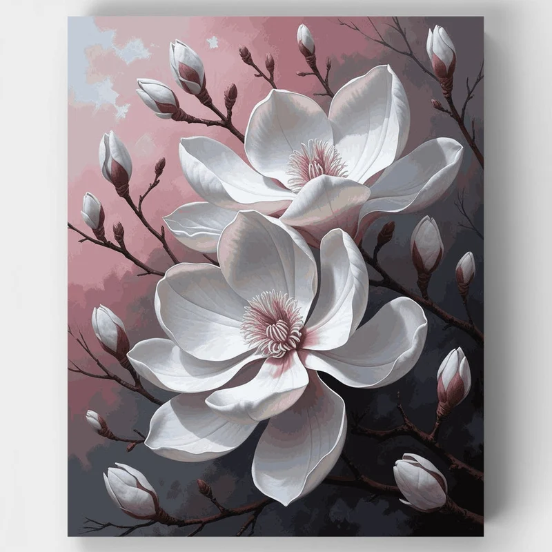 Magnolia Blossoms on Branch - Paint by Numbers Kit