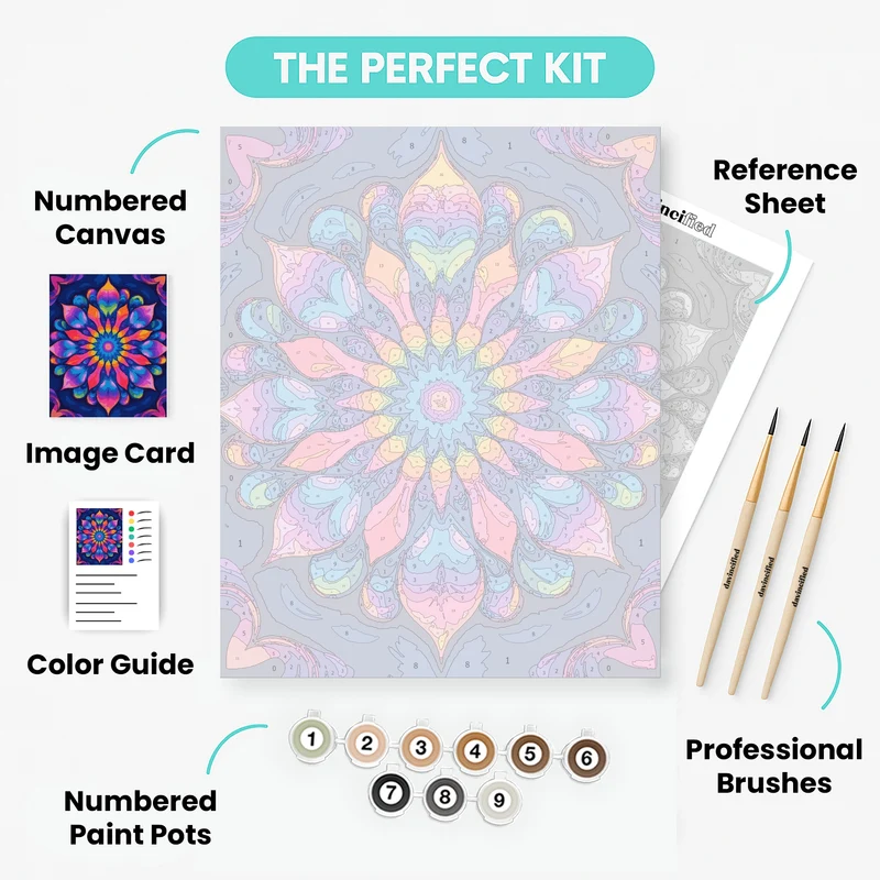 Vibrant Mandala Flower - Paint by Numbers Kit