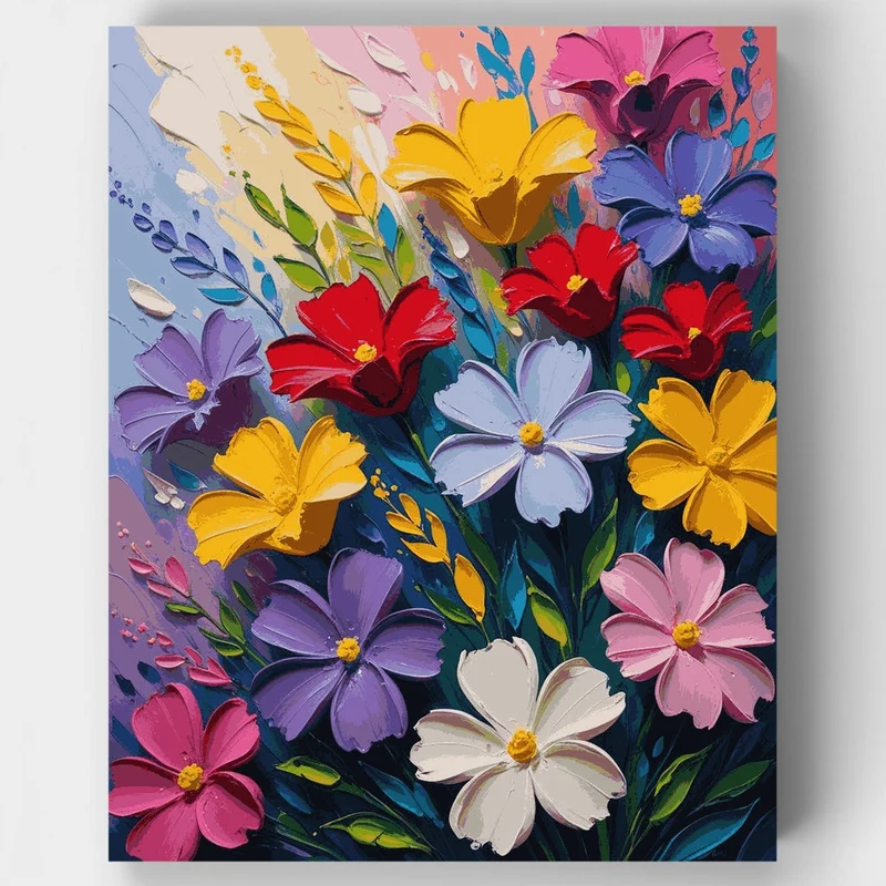 Colorful Abstract Flower Garden - Paint by Numbers Kit