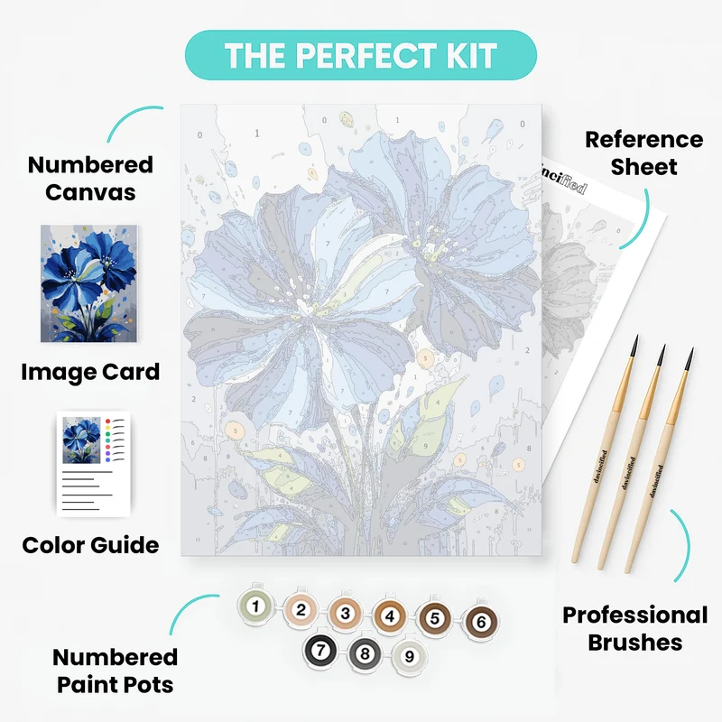 Blue Hibiscus Flower - Paint by Numbers Kit