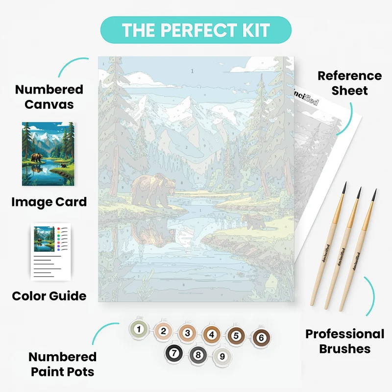 Mountain Bear Reflection - Paint by Numbers Kit