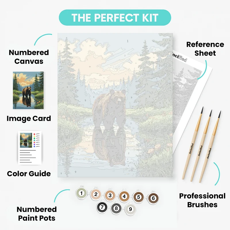 Majestic Bear in Mountain Stream - Paint by Numbers Kit