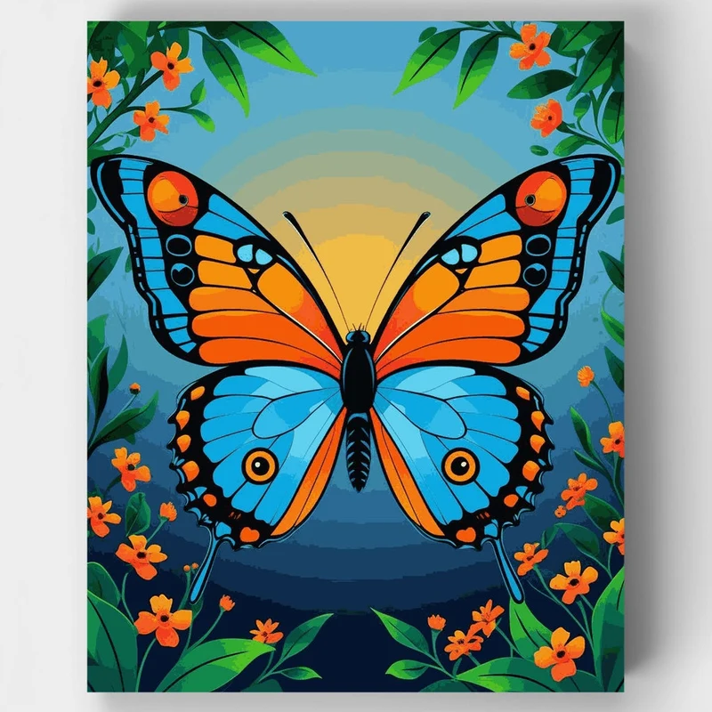 Vibrant Butterfly at Sunset - Paint by Numbers Kit