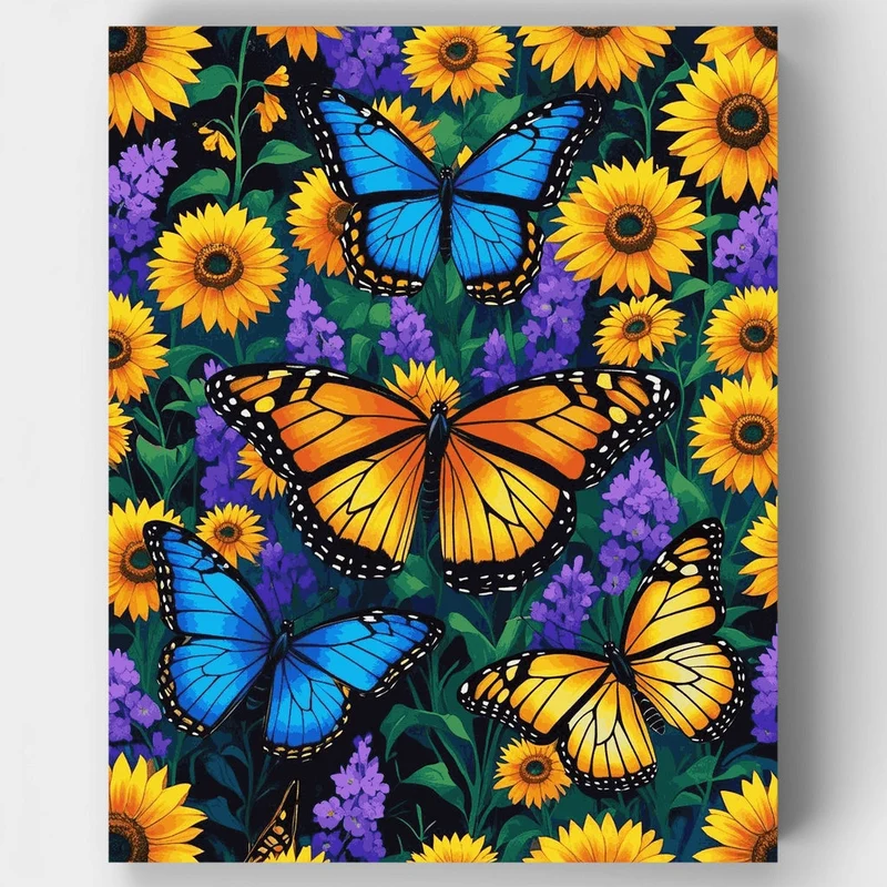 Vibrant Butterflies and Sunflowers Garden - Paint by Numbers Kit