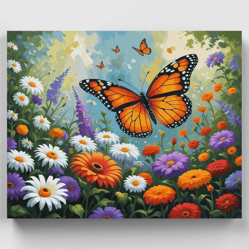 Majestic Monarch Butterfly Garden - Paint by Numbers Kit