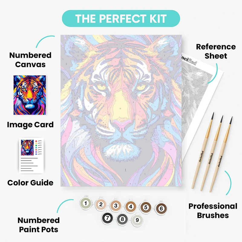 Vibrant Rainbow Tiger - Paint by Numbers Kit
