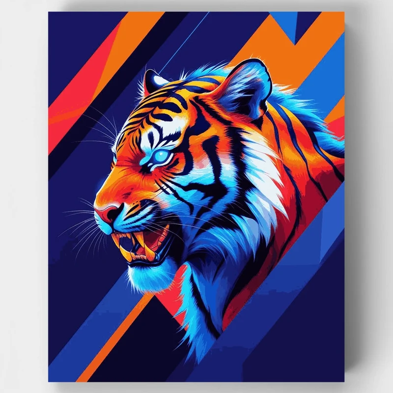 Vibrant Tiger in Dynamic Colors - Paint by Numbers Kit