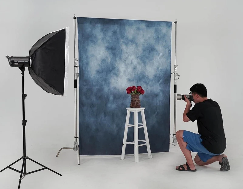 Blauer Fotografie-Hintergrund 3x6m Porträt Baby Leinwand