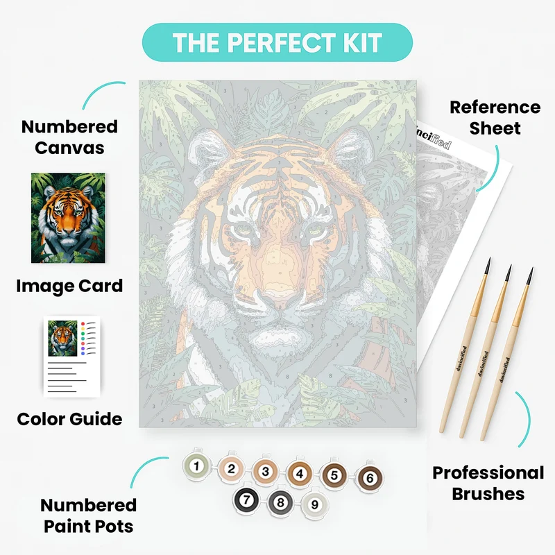 Majestic Tiger in Jungle Foliage - Paint by Numbers Kit
