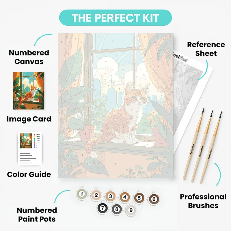Orange Tabby Cat on Sunny Windowsill - Paint by Numbers Kit
