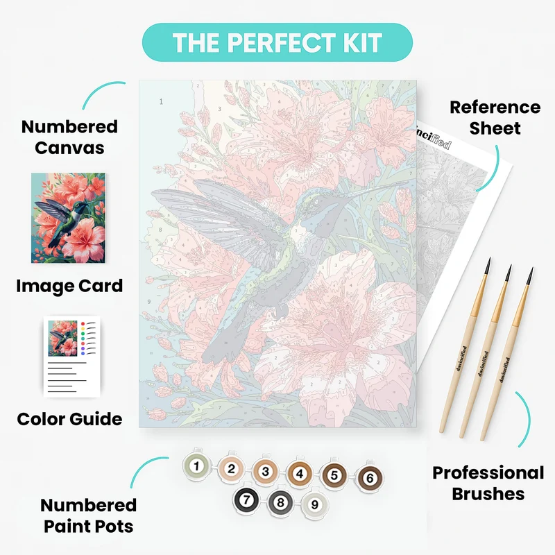 Hummingbird & Hibiscus Flowers - Paint by Numbers Kit