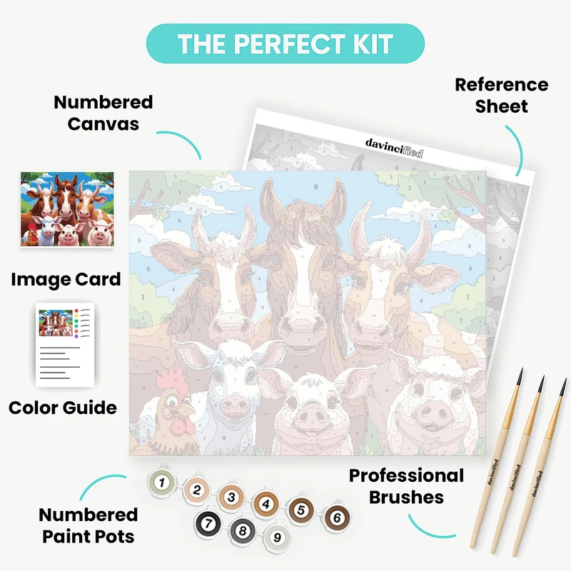 Farm Friends Group Portrait - Paint by Numbers Kit