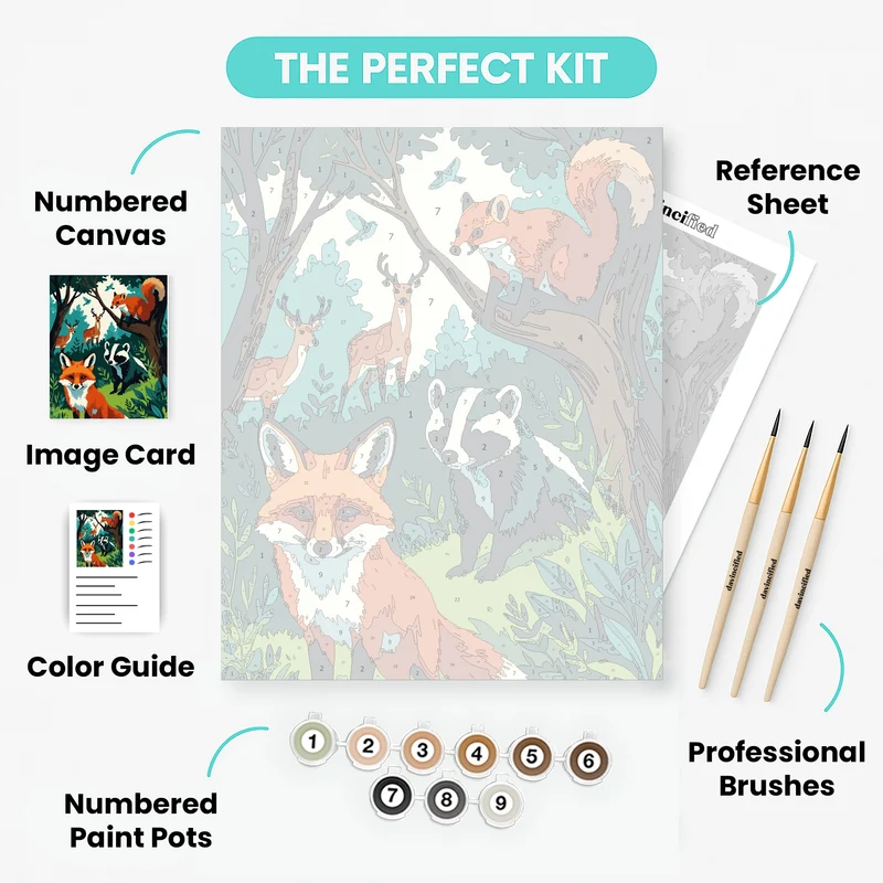 Woodland Creatures Forest Scene - Paint by Numbers Kit