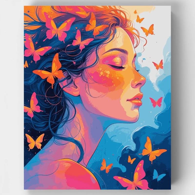 Butterfly Dreams Woman Portrait - Paint by Numbers Kit