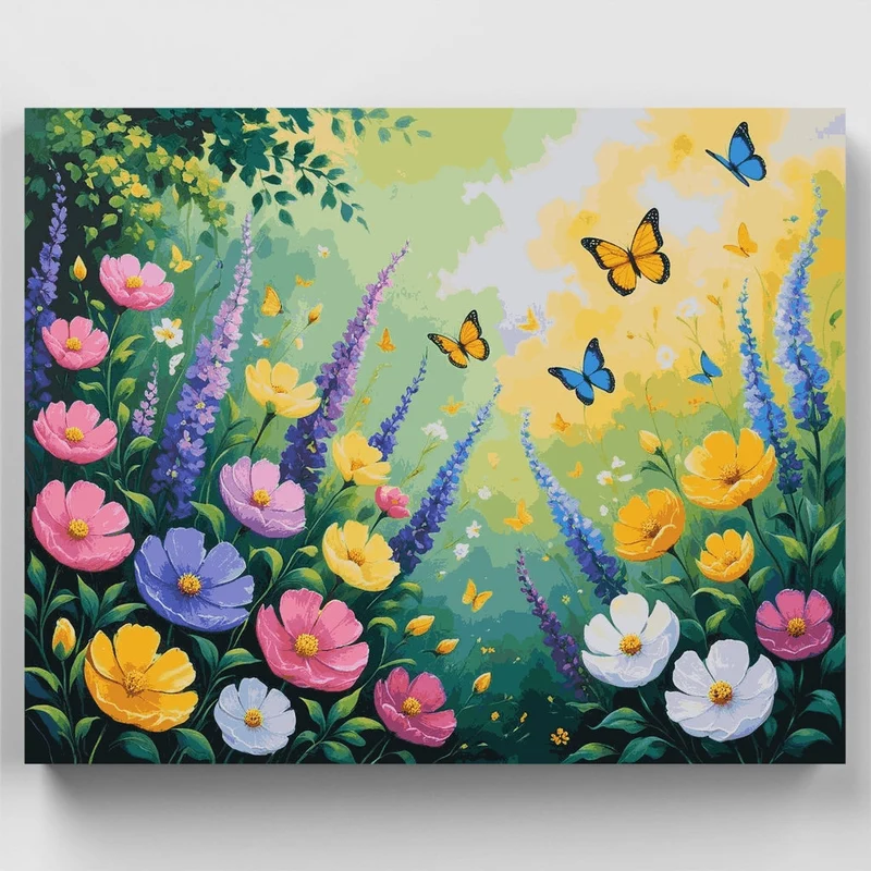 Vibrant Garden Butterflies - Paint by Numbers Kit