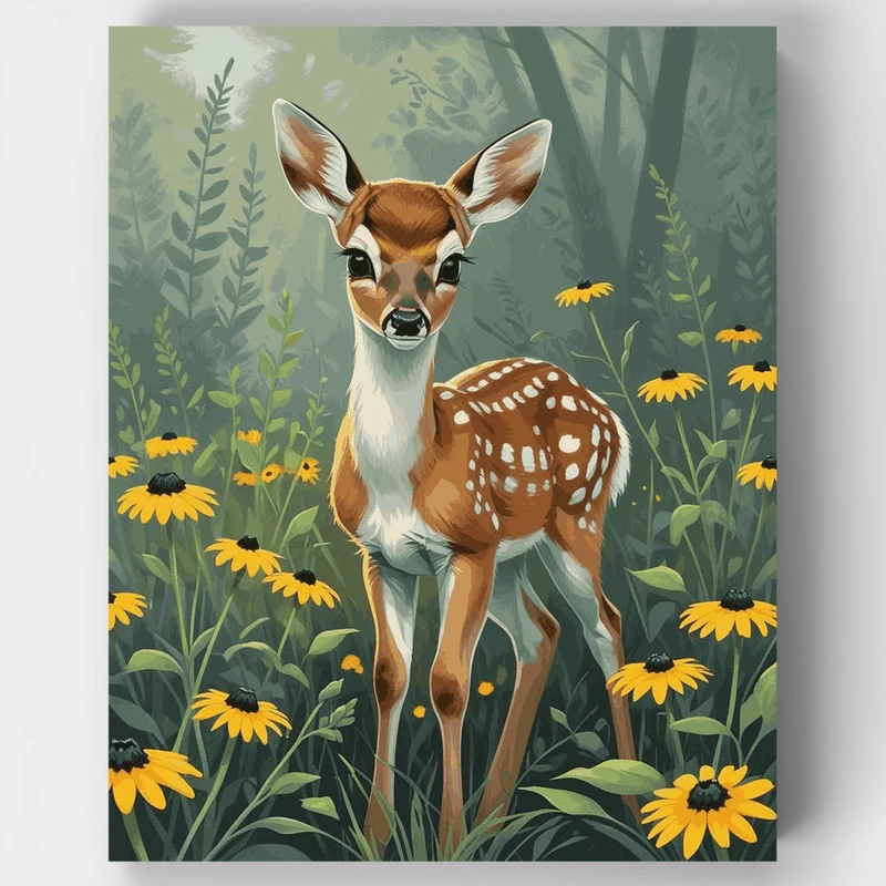 Spotted Fawn in Wildflower Meadow - Paint by Numbers Kit