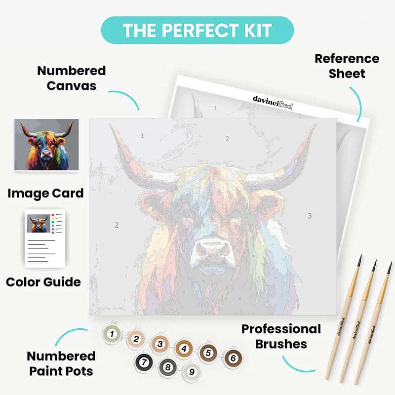 Vibrant Highland Cow - Paint by Numbers Kit