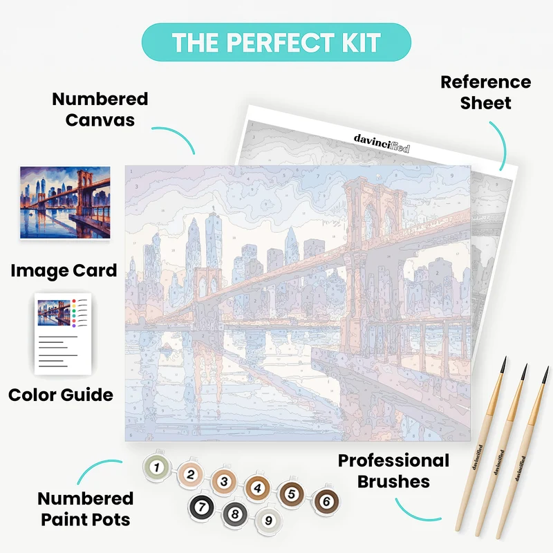 Brooklyn Bridge with Manhattan Skyline at Dusk - Paint by Numbers Kit