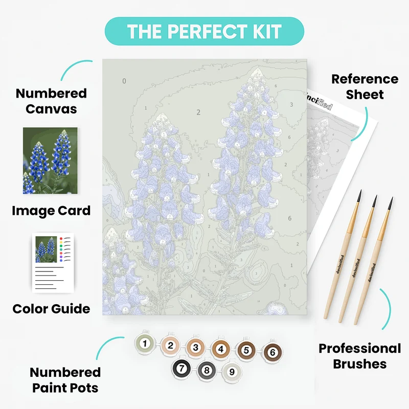 Texas Bluebonnet Wildflower Spikes - Paint by Numbers Kit