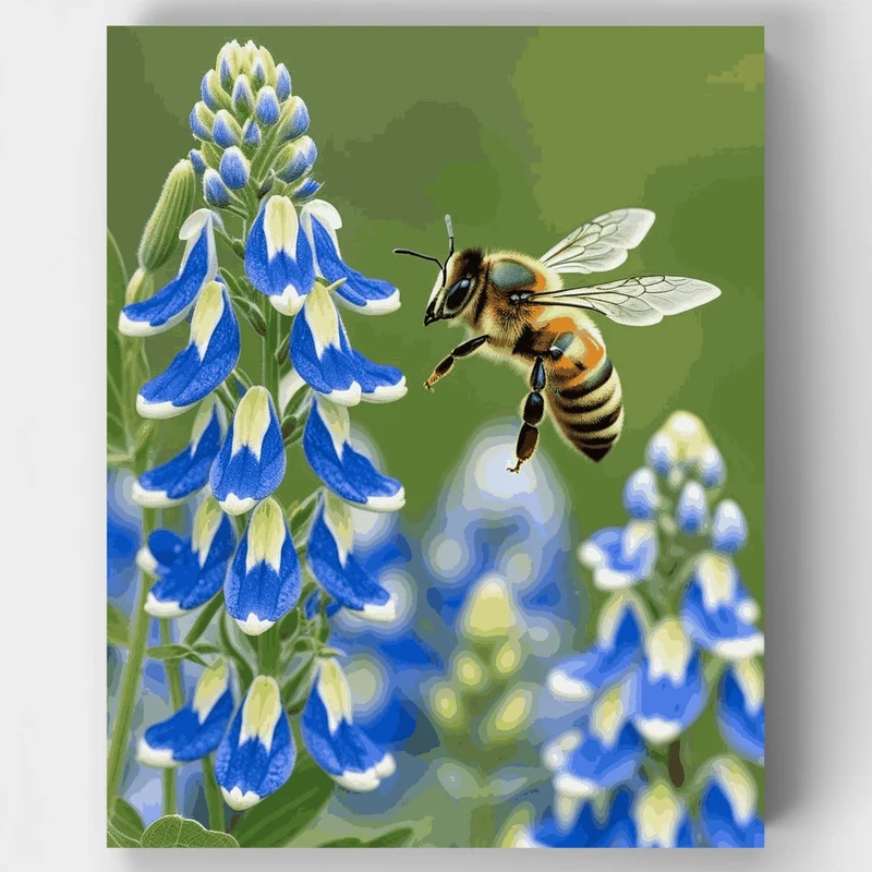 Bee and Bluebonnet Flowers - Paint by Numbers Kit