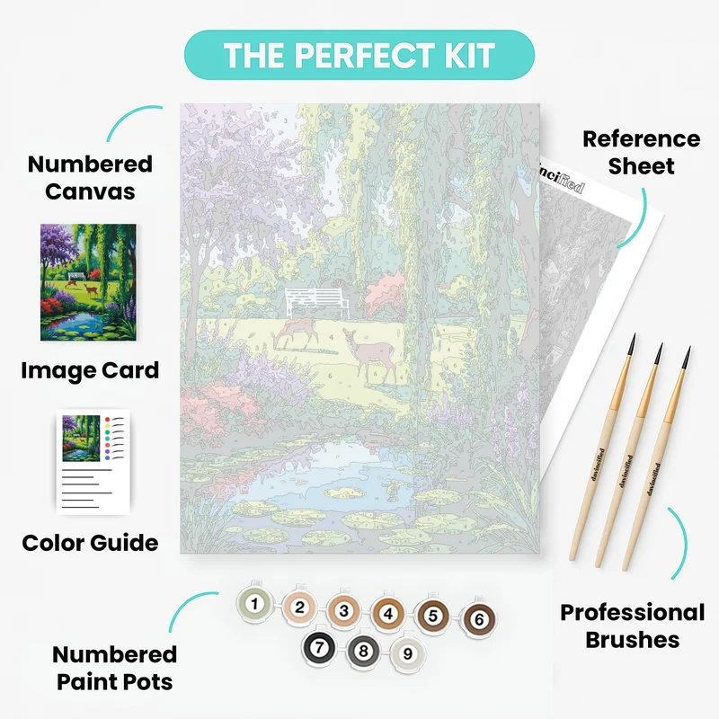 Enchanted Garden with Deer - Paint by Numbers Kit