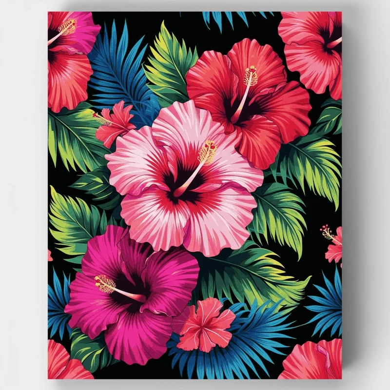 Tropical Hibiscus Paradise - Paint by Numbers Kit