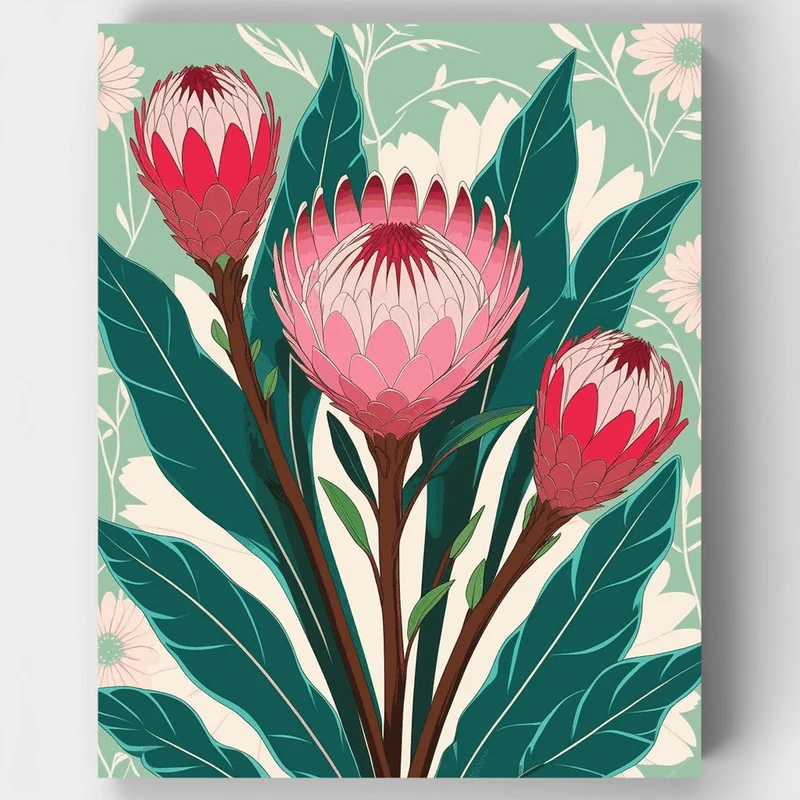 Protea Botanical Illustration - Paint by Numbers Kit