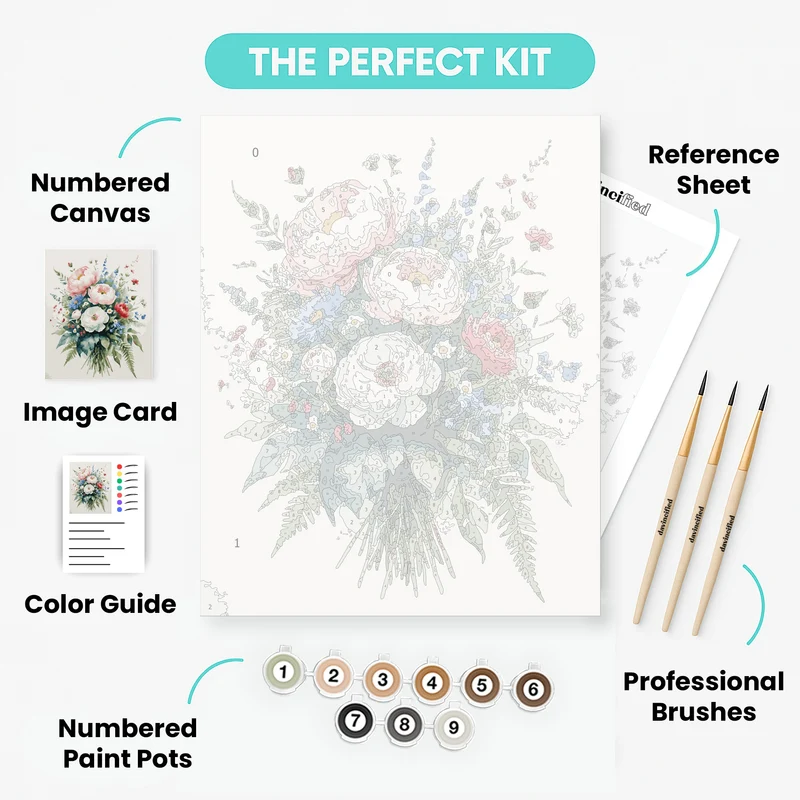 Watercolor Wildflower Bouquet - Paint by Numbers Kit